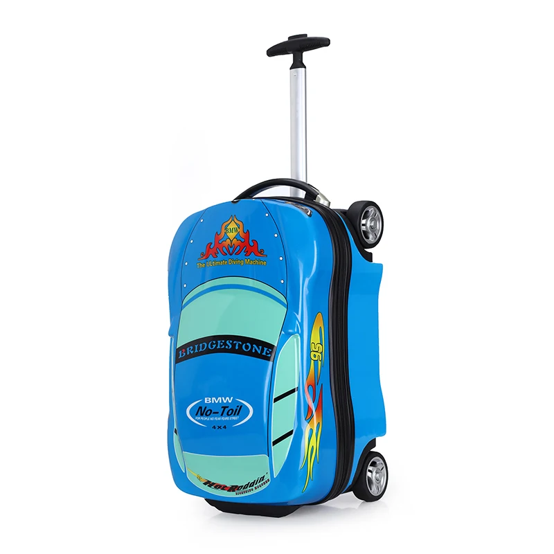

High quality Cute car shaped Children travel Luggage Cartoon Design ABS PC Kids Hard Shell Case Trolley school Bags