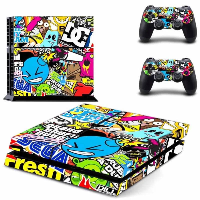 

TECTINTER Bomb Graffiti For PS4 Vinyl Skin Sticker Cover For PS4 Playstation 4 Console + 2 Controller Decal Game Accessories, As your requirement