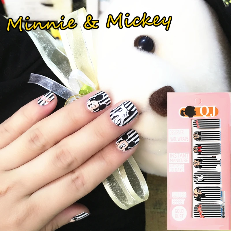 White Black min Mouse child Nail Arts Nail Sticker Waterproof Nail Decal Sticker Gel Polish French