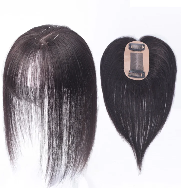 

toupee with Bangs Straight human hair wig Hand-made Topper Hairpiece Top Piece wigs for black women white women Wholesale price