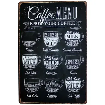 Download Chic Bar Coffee Menu Decor Neon Metal Tin Sign Vintage Drink Plaque European Style Rectangle ...