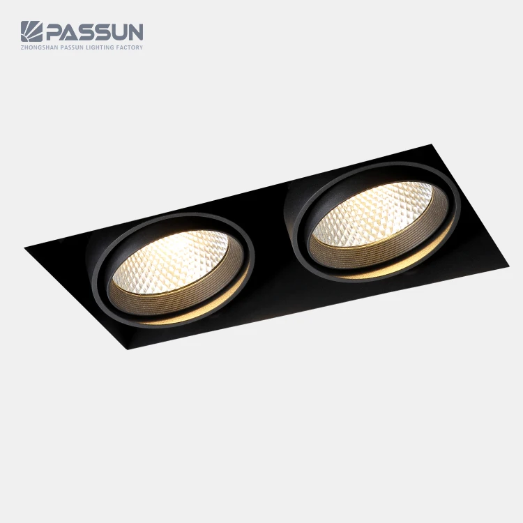 two head aluminium rimless grille led down light led recessed grille lights