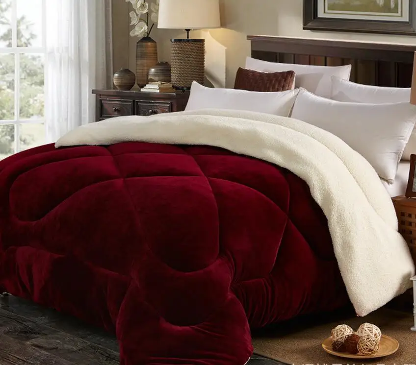 
velvet dark color Sherpa fleece comforter quilt  (60566699646)