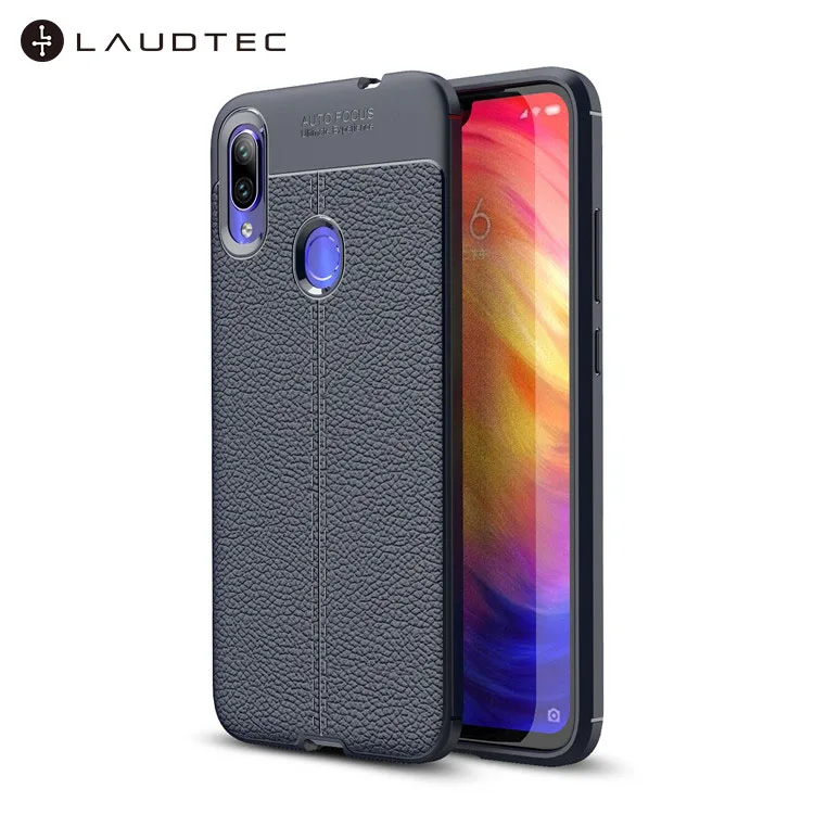 

Premium Litchi Leather Pattern TPU Back Cover Case for Xiaomi Redmi Note 7, Black;navy blue;red;gray