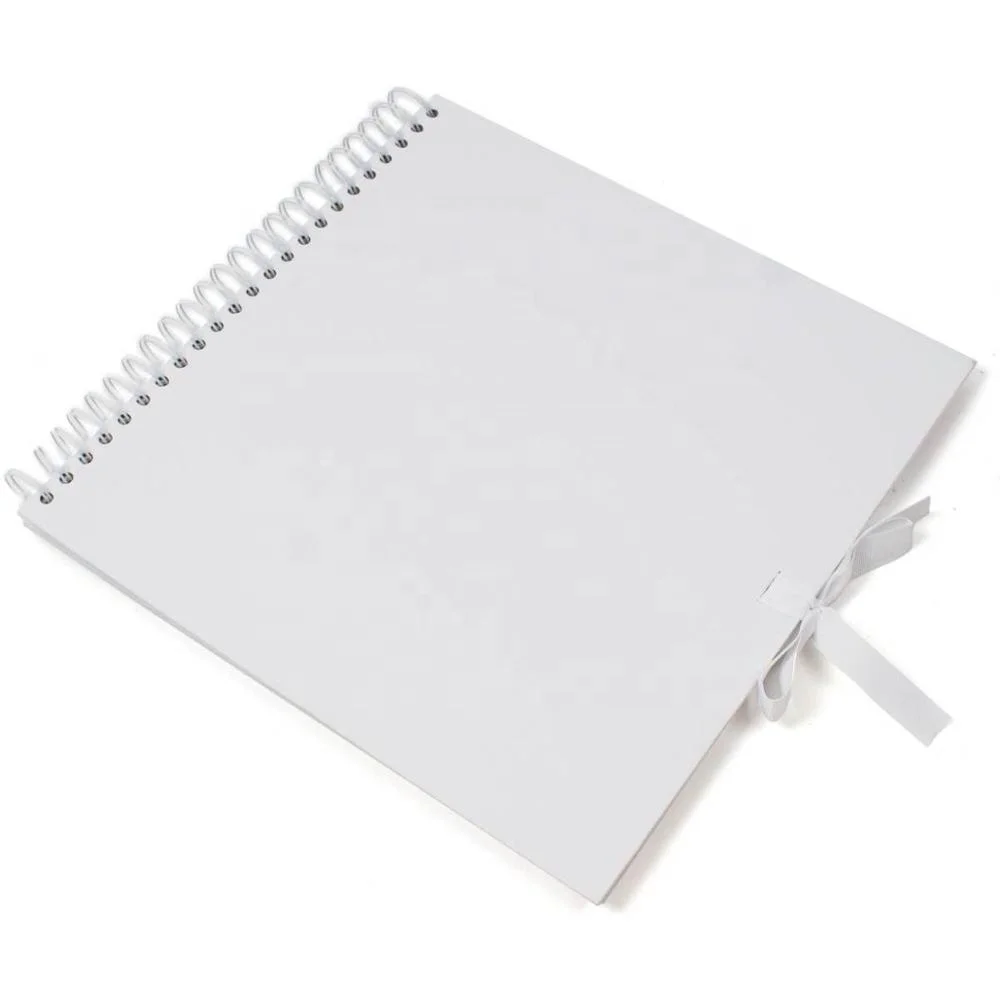 

8x8 8*8 White Spiral Wedding Scrapbook Photo Album with Ribbon Enclosure