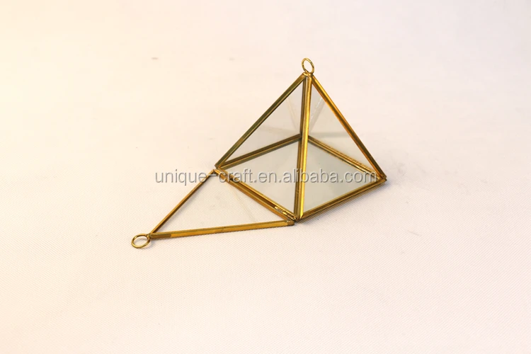 4 inch Mini Copper Pyramid Geometric Glass Jewellery Box