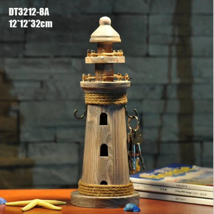 Hot Selling Wooden Lighthouse Craft Creative Design Natural Wooden