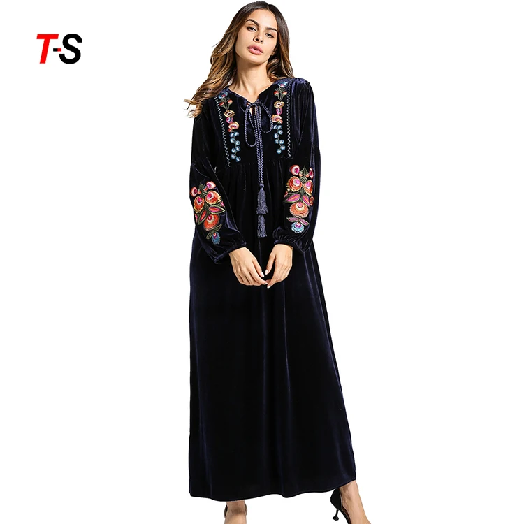 

Long sleeve large size women's gold velvet embroidery muslim dress abaya islamic clothing, Customers' requirements
