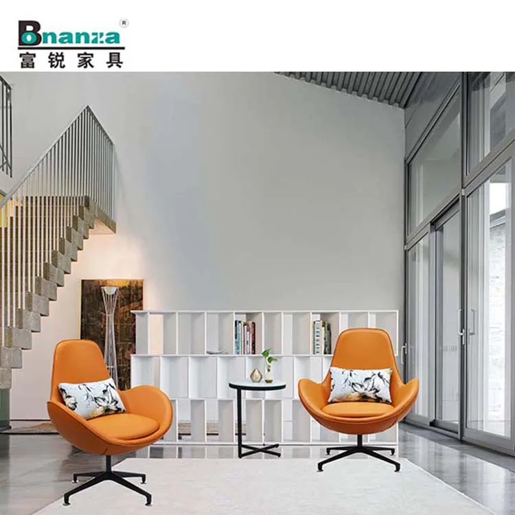 CH007 Bonanza latest modern reception chair in Orange brown bonded leather