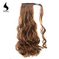 

21Inch Water Wave Pale Blonde Reddish Kinky Curly Loose Wave Clip Synthetic Wigs Pony Tails Hair Extension