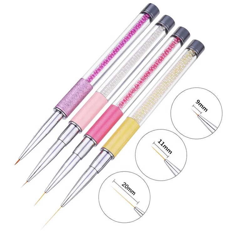 

Private Label Nail Liner Art Crystal Handle Acrylic Nail Brush with Cap, Blue,black,white or accept customized