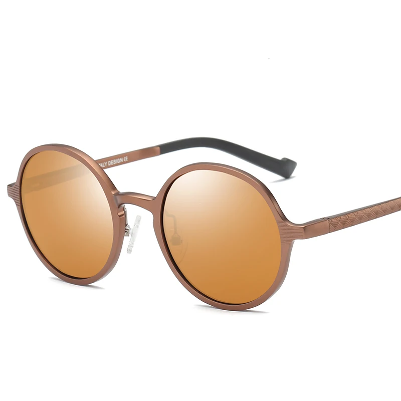 DHK8552 Italy Design 5052 Aluminum Material UV Polarized Pilot Round Sunglasses
