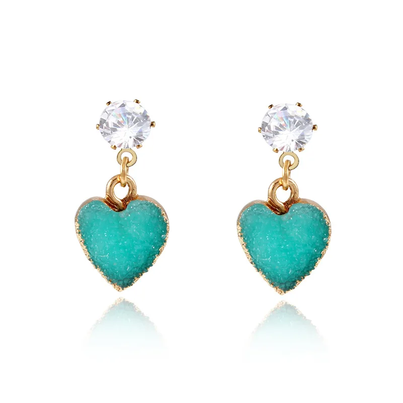 

Free shipping 2019 romantic resin stone heart drop earrings, As pictures