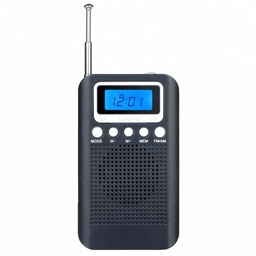 

hot sale Best Reception and Longest Lasting Portable Pocket Digital AM/FM Radio with Alarm Clock Operated by 2 AAA Battery, Black,white