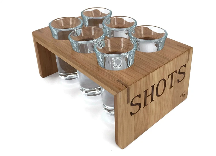 Low price handmade wood/plywood/mdf wooden shot glass tray