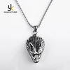 Titanium Steel Biker Jewelry Vintage Individual Wolf Head Shaped Pendant Necklace For Men