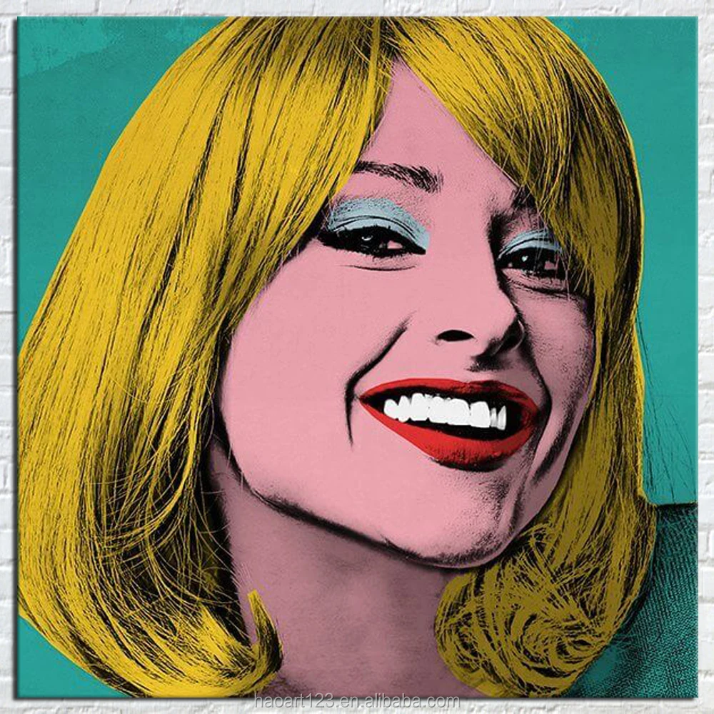 modern realistic pop art gold hair beautiful girl oil painting