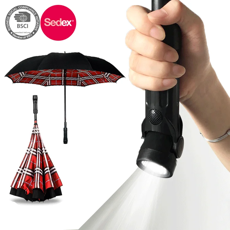 

Double Layers Windproof LED Reverse Automatic Umbrella, Customized color