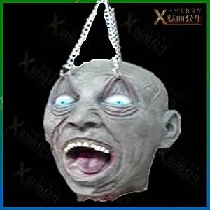 2015 - X-MERRY SCARY HAUNTED HOUSE WITH BLODDY REAL LATEX HEAD EYEBOW HAVE BEEN HANGED TORTURE PROPS BLOODTHIRSTY