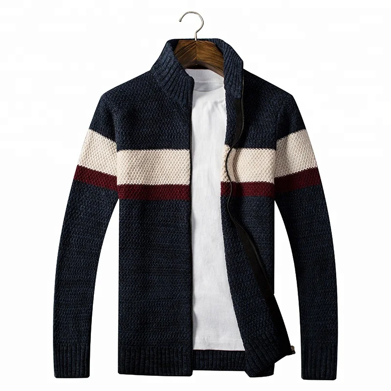 Men's Polo Collar Zip Cardigan Sweater - Buy Cardigan Sweater,Cardigan ...