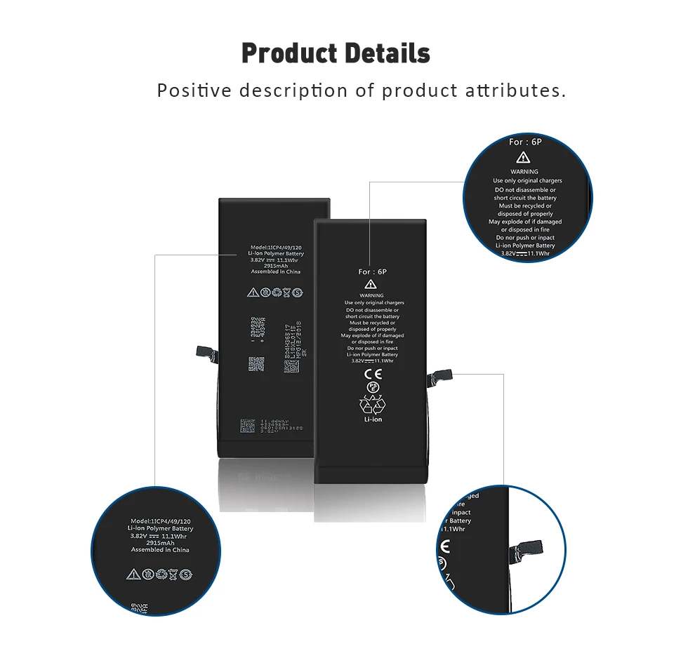 High capacity for apple 6 battery replacement,for iphone 6 phone battery