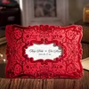 Classical & festive red embossed pattern wedding invitation with laser cut frame for wedding