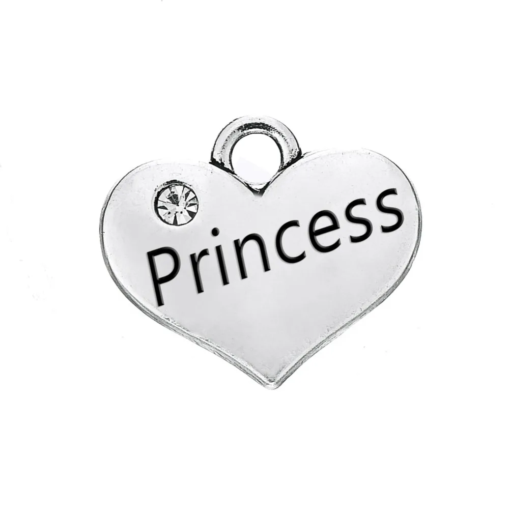 

Wholesale Price Antique Silver Plated Princess Clear Stone Charms Dangle Bracelet or necklace Pendants