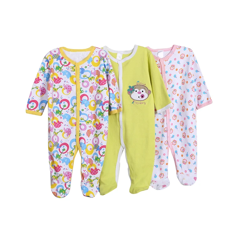 

Pieces funny newborn cotton baby girl kids boys footed pajamas rompers, Mix color