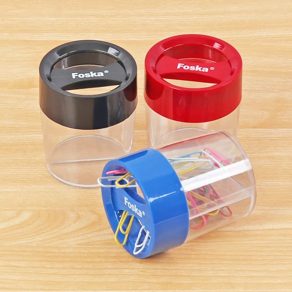 
Wholesale plastic round shape magnetic paper clip box 