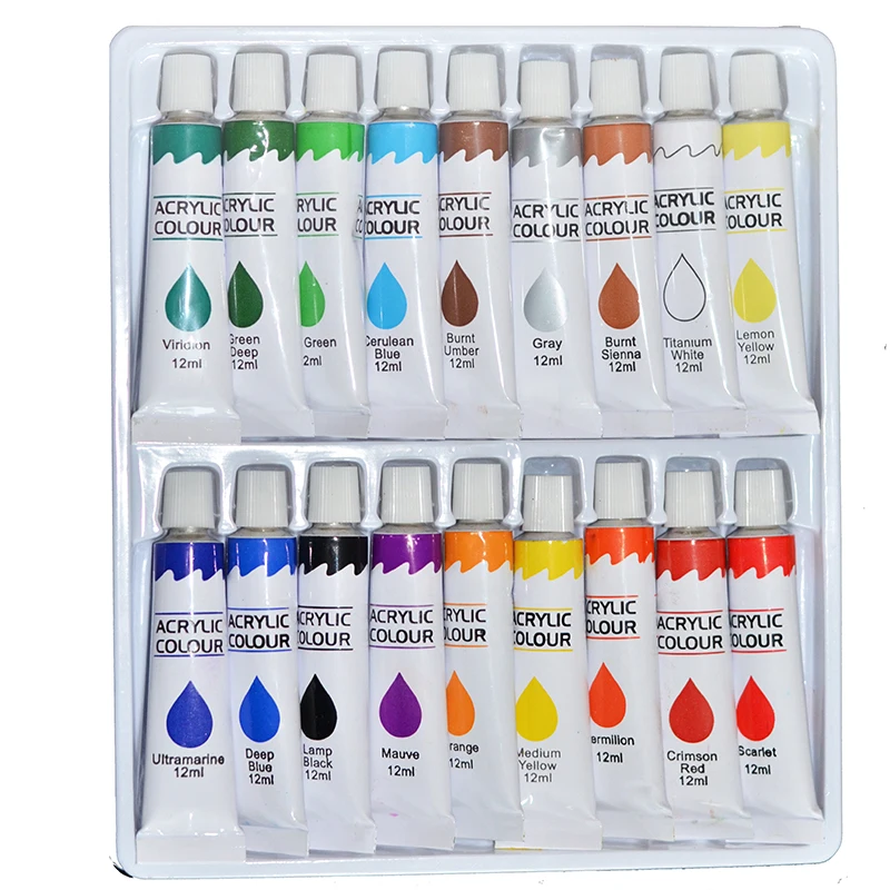 2017 Artist Grade 18x12ml Waterproof Acrylic Emulsion Paint Set