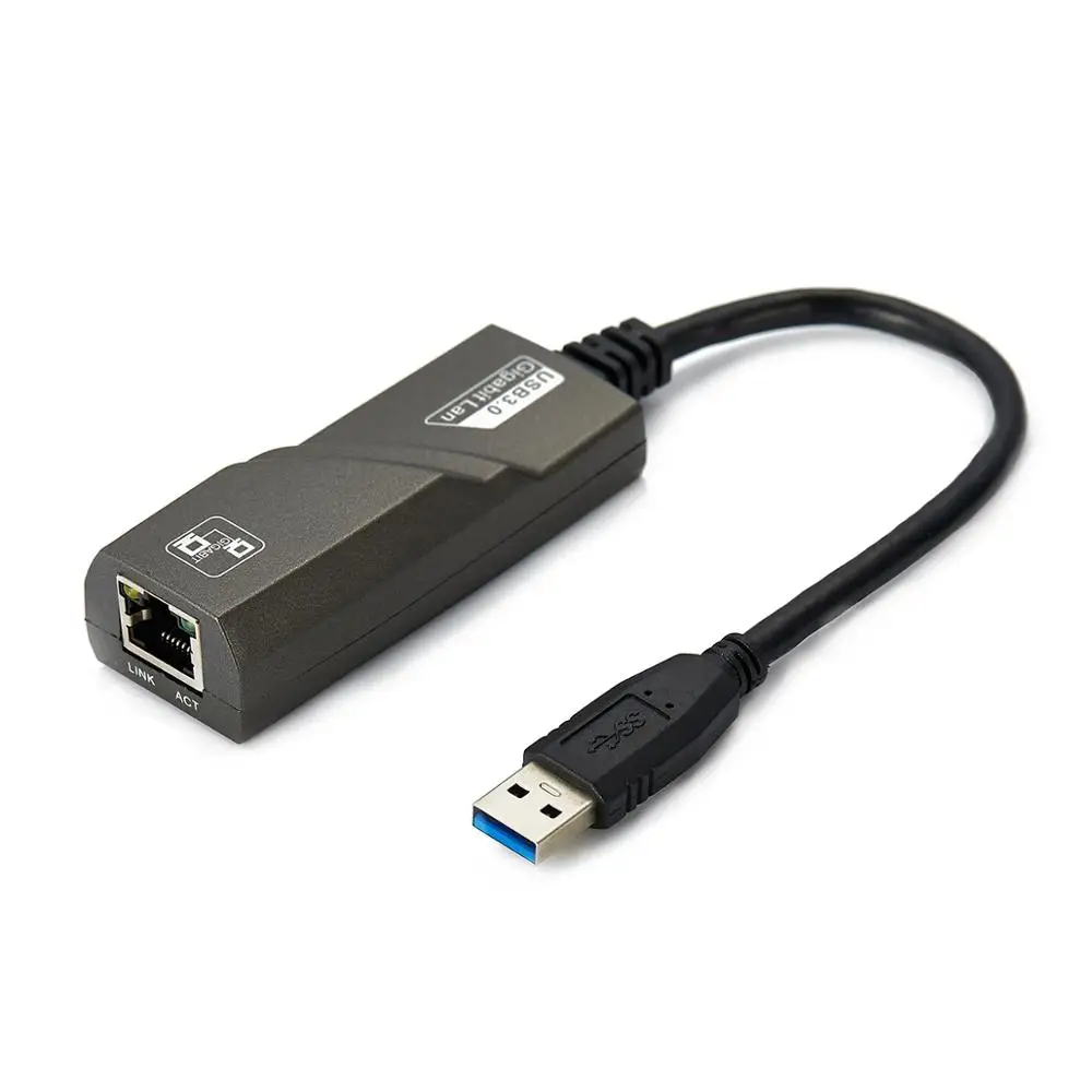 

High Speed USB 3.0 to RJ45 Gigabit Ethernet LAN (10/100/1000) Mbps Network USB to RJ45 Adapter, Black