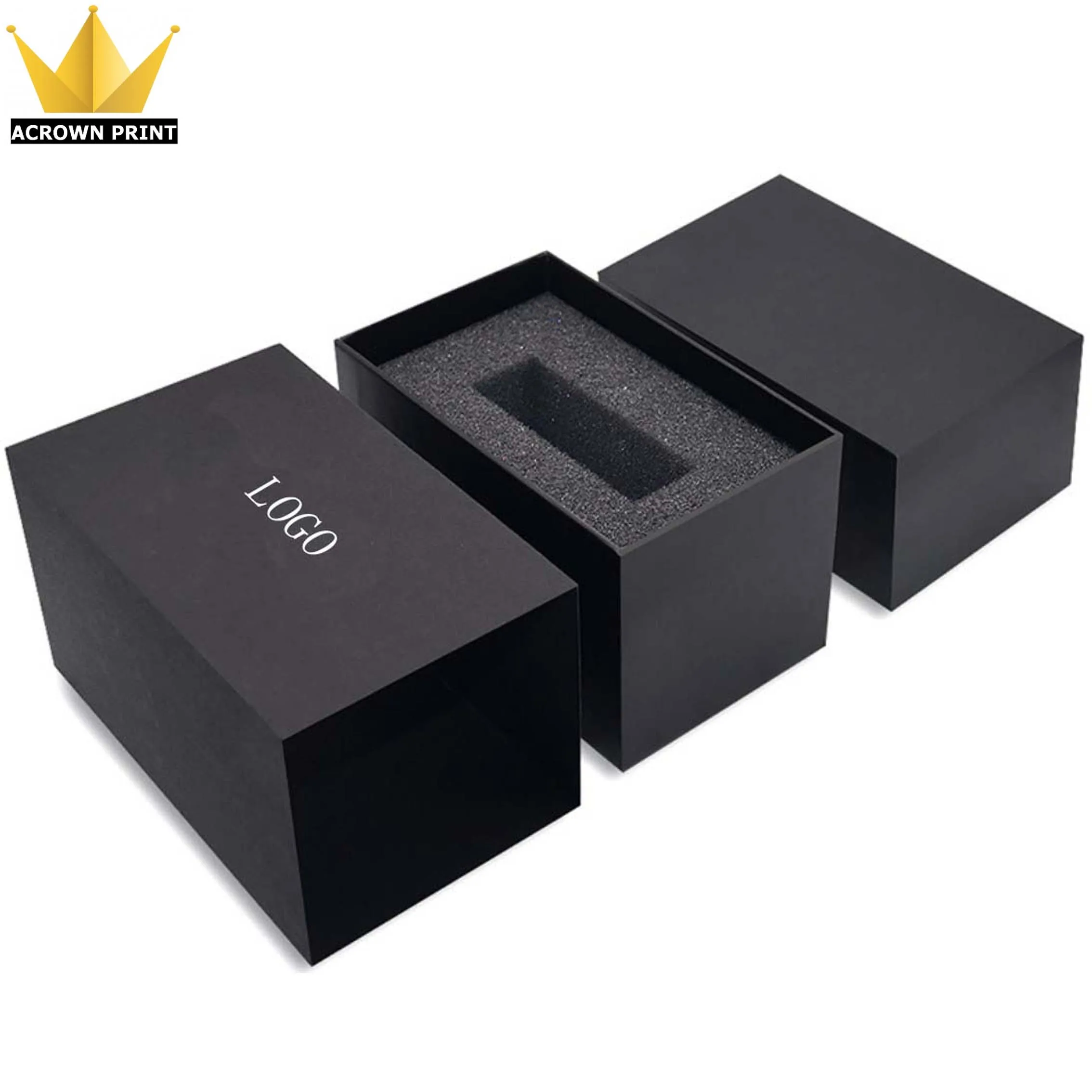 

Premium style custom logo empty black watch box wholesale, Cmyk/pms