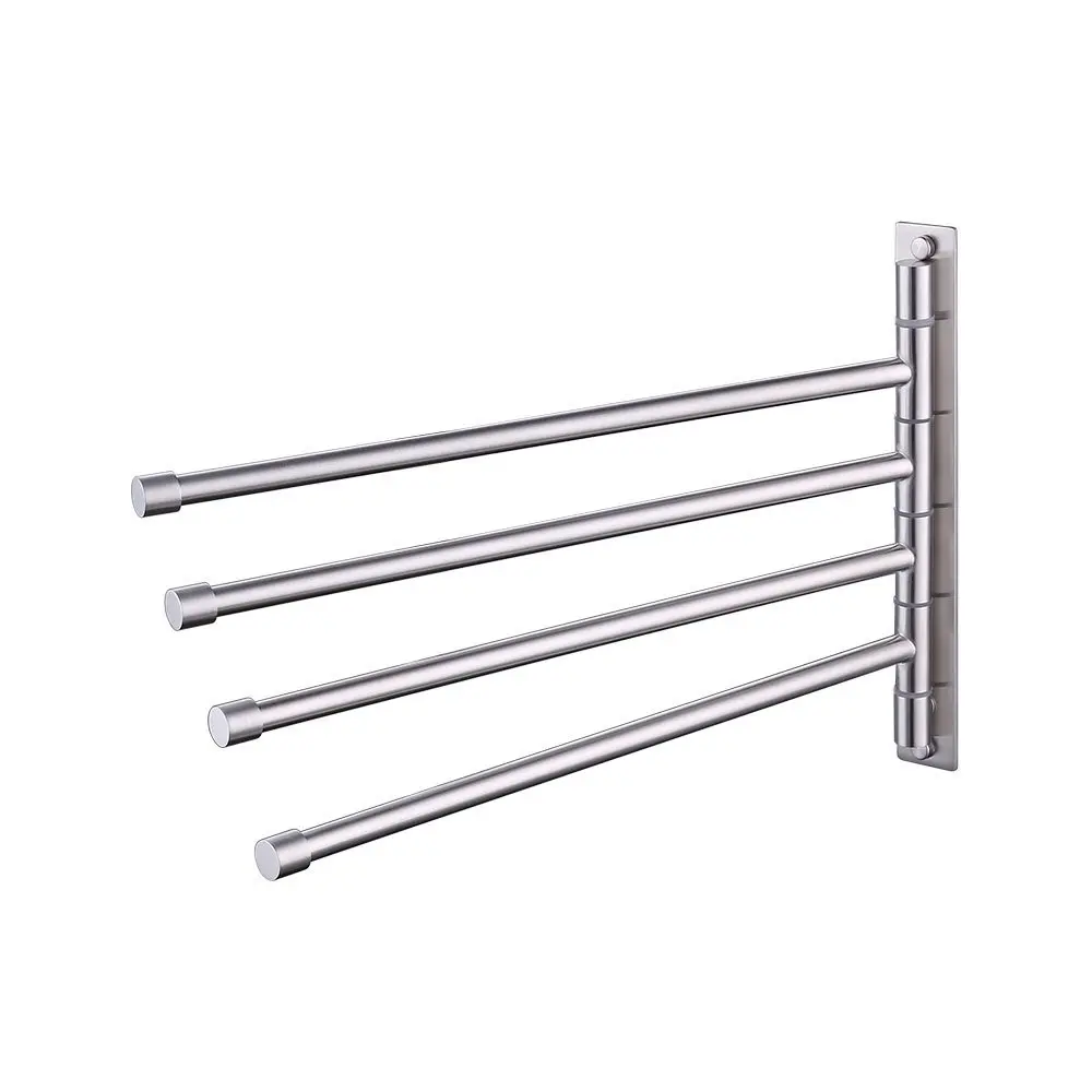 
Bath Towel Holder Swing Out Towel Bar SUS 304 Stainless Steel Bathroom Hand Towel Rack 4-Bar Folding Arm Swivel Hanger Wall Moun 