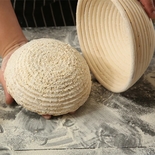 

XH Handmade Round Shape Proofing Wicker Basket rattan proving brotform round sourdough proofing basket sets Rattan Bread Bowl, Natural