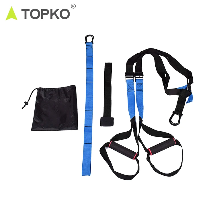 

TOPKO Wholesale indoor exercise adjustable gymnastics training gym fitness home Suspension bands Trainer Kit, Green, blue, orange or customize