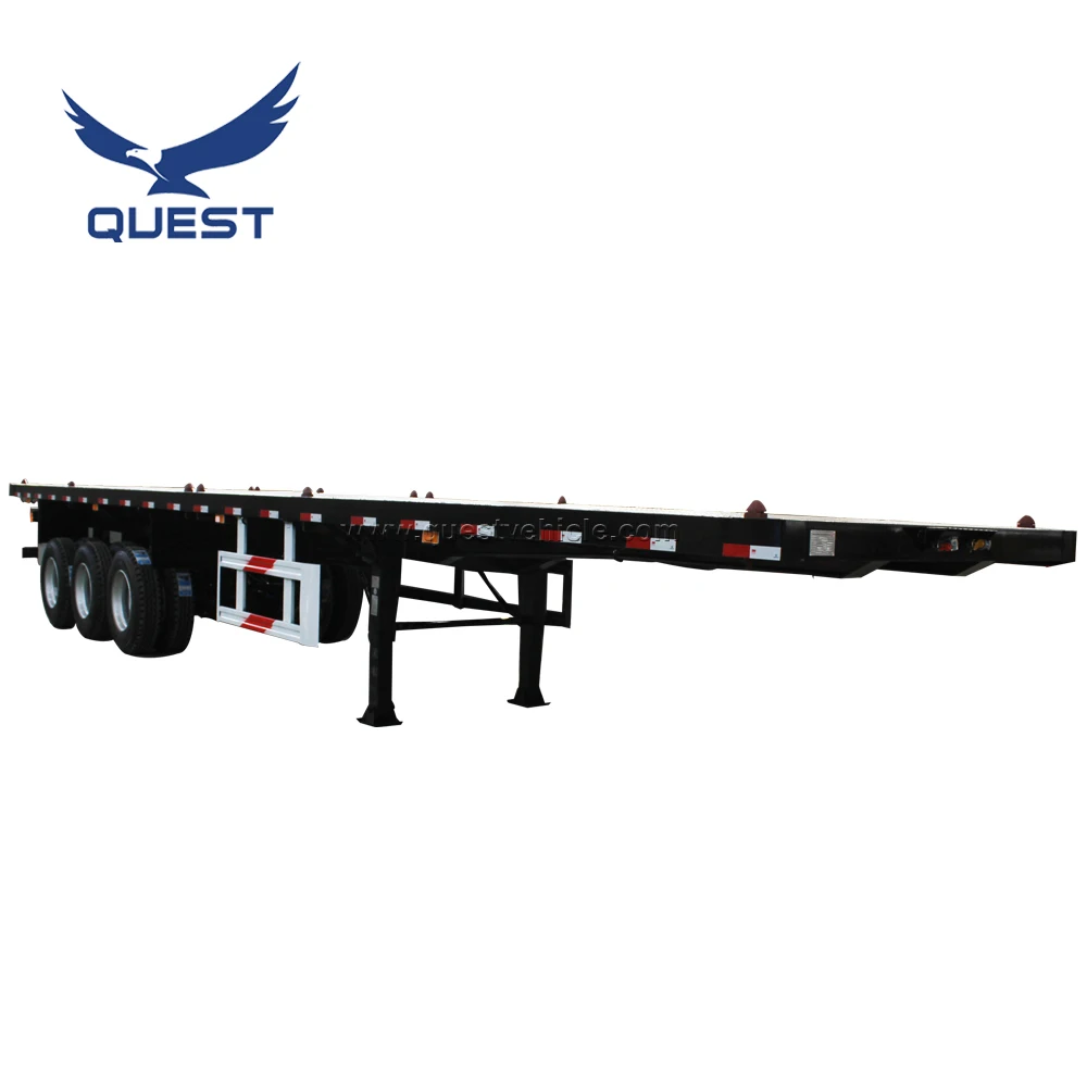 

QUEST 2 Axle 40Ft Container Semi Trailer 3 axis semi trailer truck Chassis Flatbed Trailer For Sale, Customers optional