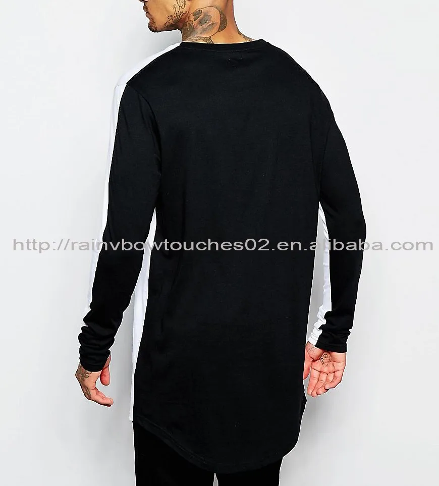 Custom Oversized Long Line Men T Shirt Wholesale Half Black Half White Longline Shirt Buy Long Line Men T Shirt Oversized T Shirt Half Black Half White Shirt Product On Alibaba Com