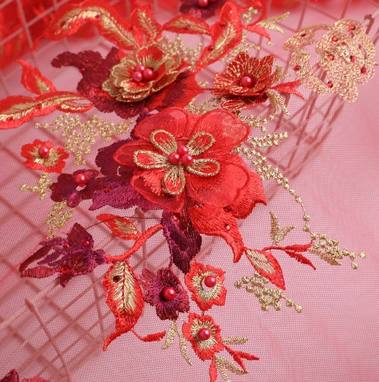 

Blue solid flower embroidery Lace Applique Patch,bridal lace applique,Prom Dress Embroidered Appliques 28cm x33cm, Red;purple;blue;pink;orange;green;black;white