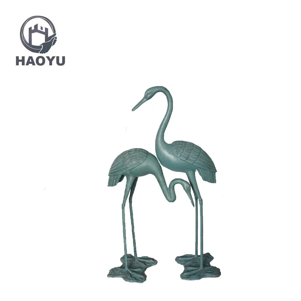 Handicraft cast aluminium metal garden decoration metal garden status garden ornament animal crane