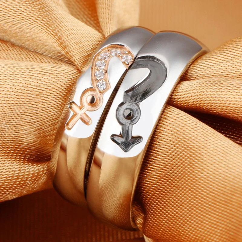 316l Stainless Steel Couple Rings Set With Cubic Zirconia Lover Promise Jewelry Buy Couple 7761