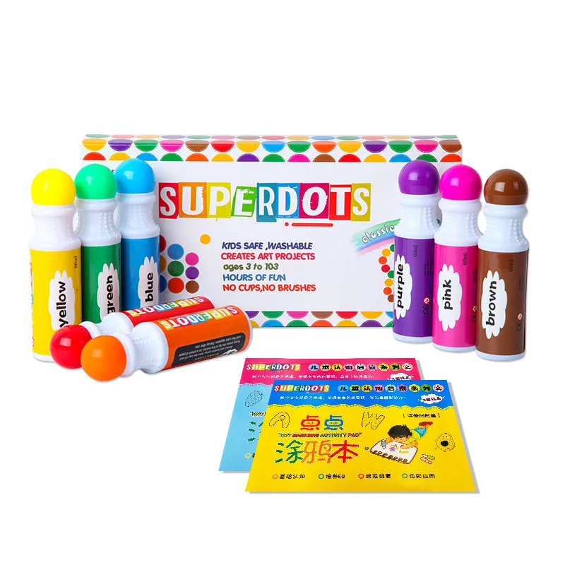 Washable dot marker CH-2851 water color pen dot dauber packed in color box