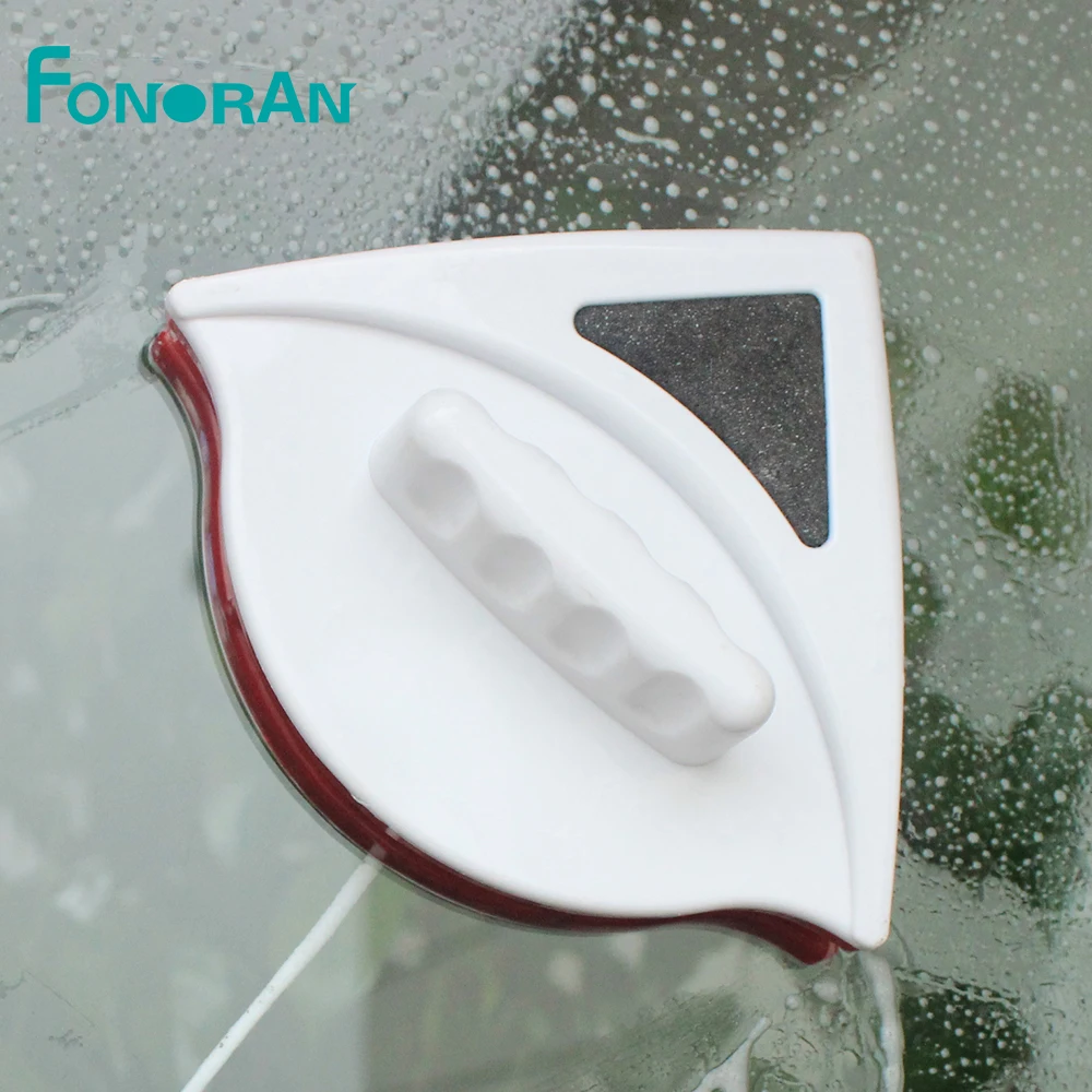 

15-24mm glass triangle shape double sided glass cleaning magnetic window brush, Red or customized