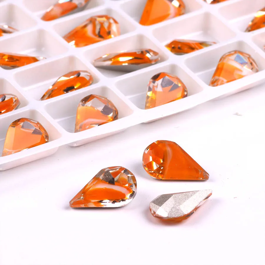 

Glass crystal drop shaped 8*13 pointback rhinestones beads in bulk