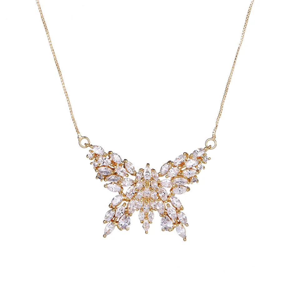44211 xuping private label fashion jewelry 18k copper alloy luxury multicolor butterfly diamond jewelry necklace