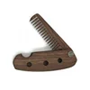 FQ brand high quality healthy custom logo wood beard comb two handle folding pocket comb