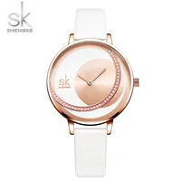 

Top Brand SHENGKE 0088 Lady Charm Crystal Bracelet Watch Stainless Steel Leather Waterproof Quartz Wrist Watches SK Women Watch