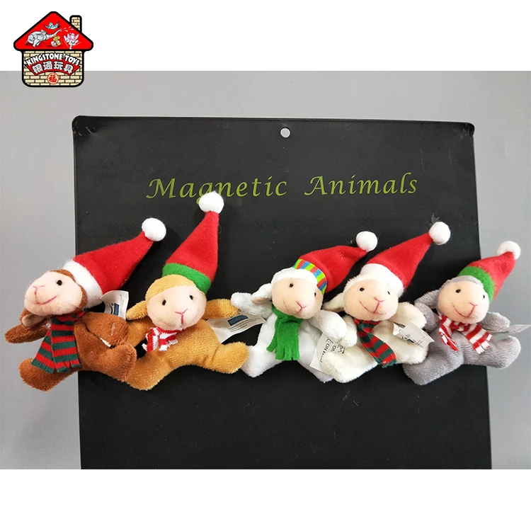 Cheap Plush Christmas Santa Character Stuffed Animal Toy Fridge Magnet Toy