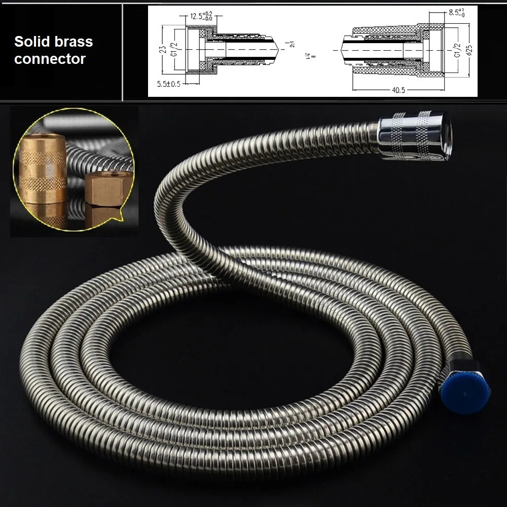1.5m Bathroom Stainless Steel Polished Flexible Extension Shower Hose