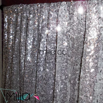 Custom Made Silver Shiny Sequin Christmas Party Wedding Curtains