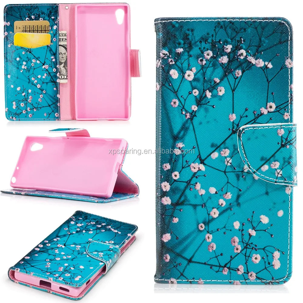 

Designed wallet PU flip leather case pouch for Sony Xperia XA1, Image all color